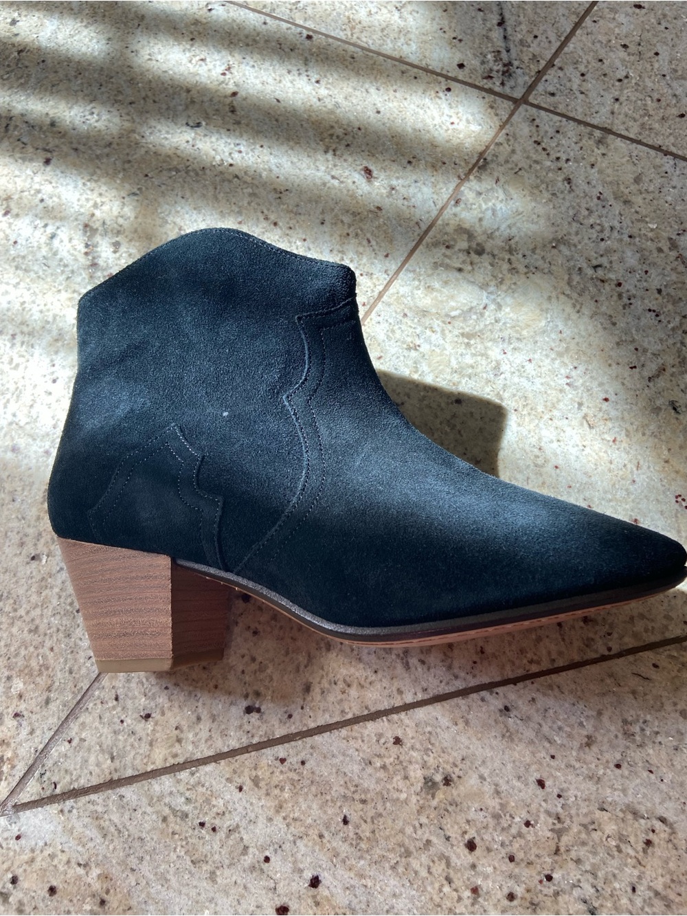 Isabel Marant Black Suede Ankle Boot with Stacked Heel